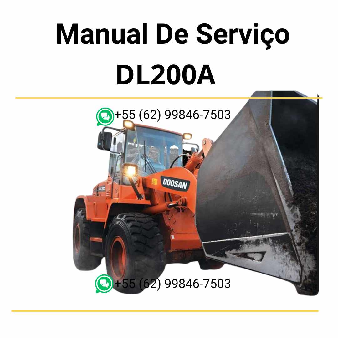 Manual de serviço em PDF da pá carregadeira Doosan DL200A com instruções técnicas detalhadas para reparo, manutenção e ajustes profissionais