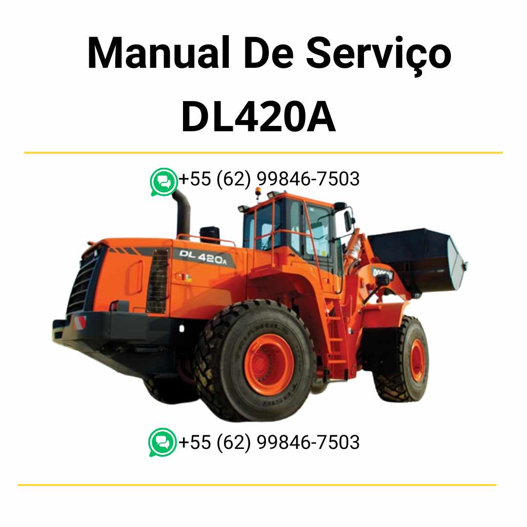 Manual de serviço em PDF da pá carregadeira Doosan DL420A com orientações técnicas detalhadas para manutenção, reparo e ajustes completos