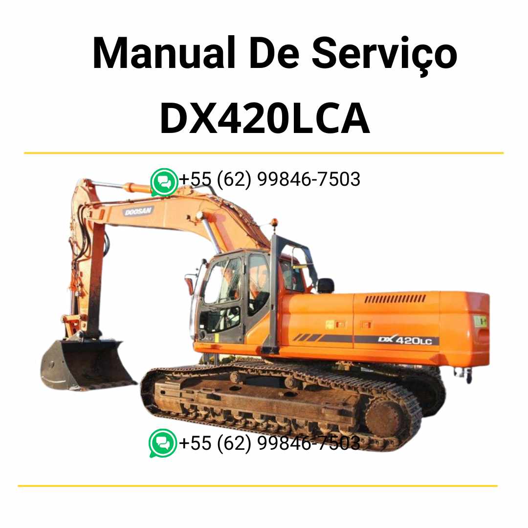 Manual de serviço em PDF do escavador hidráulico Doosan DX420LCA com orientações técnicas detalhadas para manutenção, reparo e ajustes completos
