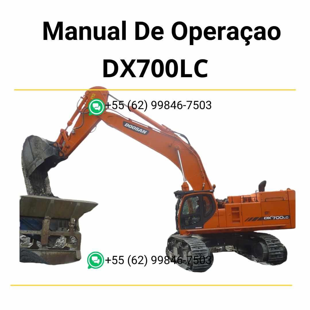 Manual de serviço em PDF do escavador hidráulico Doosan DX700LC com orientações técnicas detalhadas para manutenção, reparo e ajustes completos