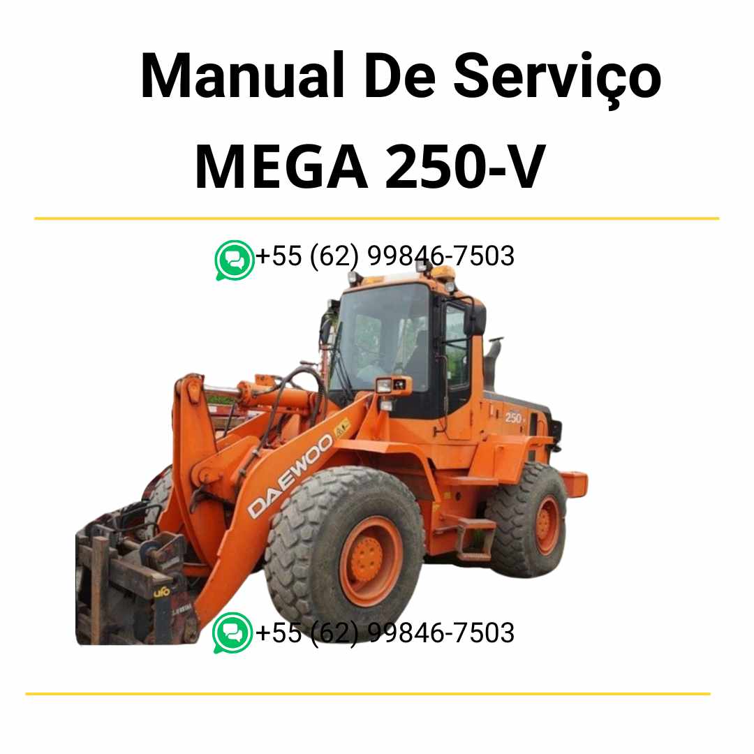 Manual de serviço em PDF da pá carregadeira Doosan Mega 250-V com instruções técnicas detalhadas para manutenção, reparo e ajustes completos