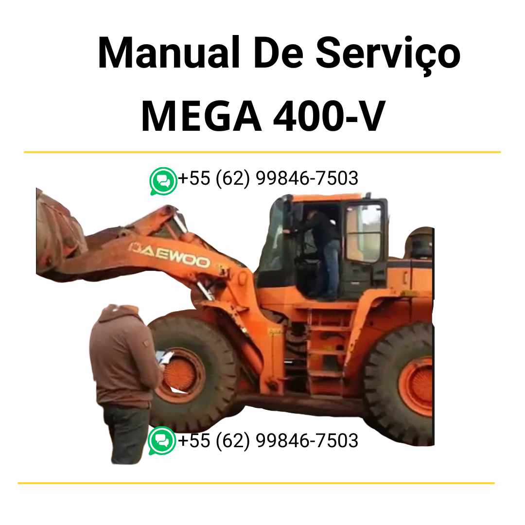 Manual de serviço em PDF da pá carregadeira Doosan Mega 400-V com instruções técnicas detalhadas para manutenção, reparo e ajustes completos