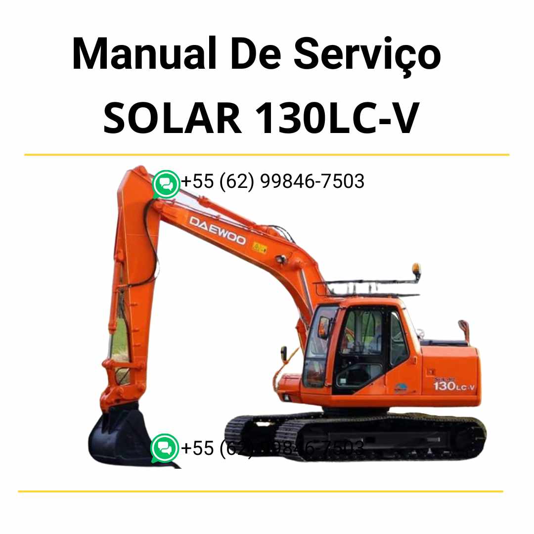 Manual de serviço Doosan Solar 130LC-V escavador hidráulico em PDF, guia técnico ilustrado com procedimentos completos de reparo e manutenção