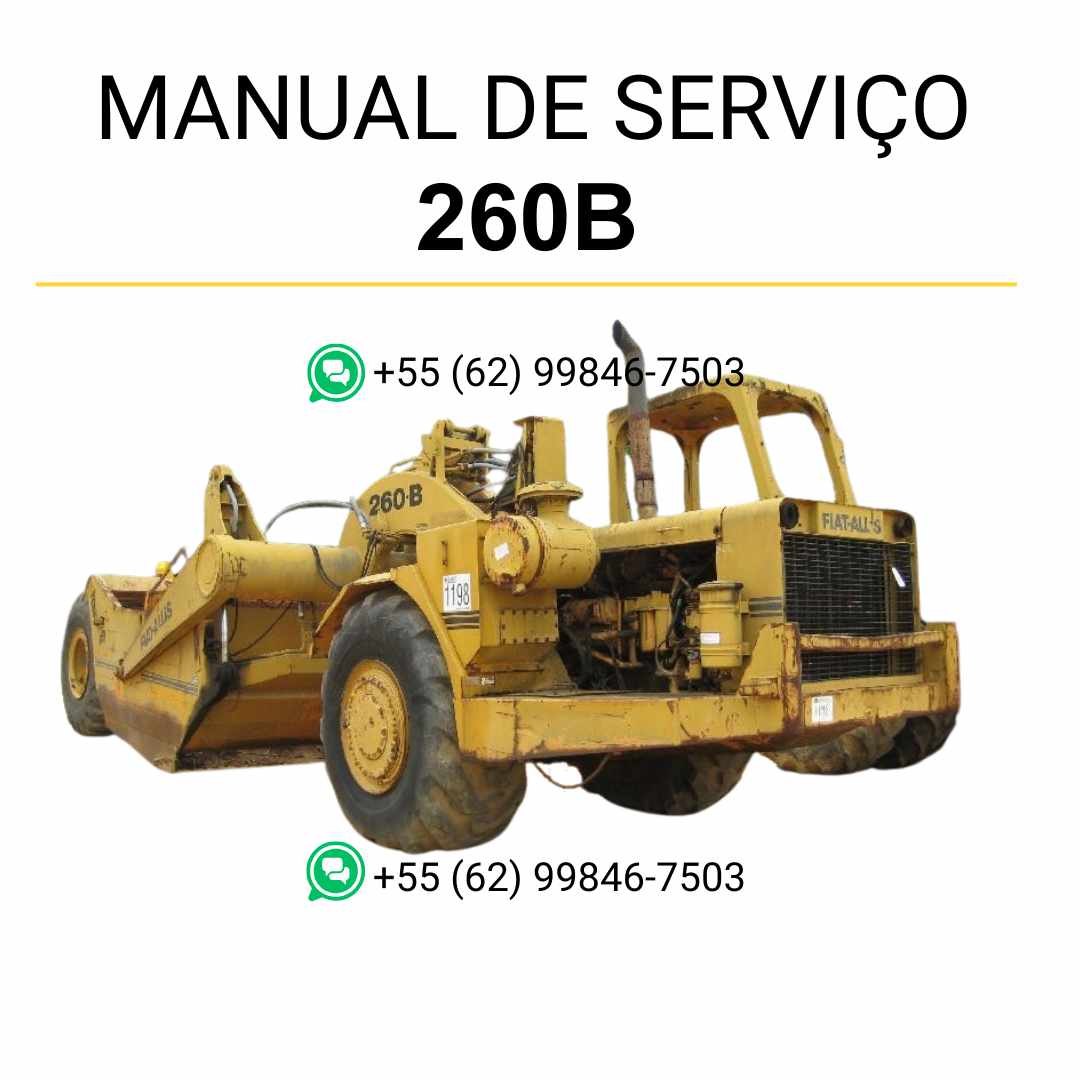 Manual de serviço Fiatallis 260B em PDF para tractor scraper, guia técnico oficial com instruções detalhadas de manutenção e reparos