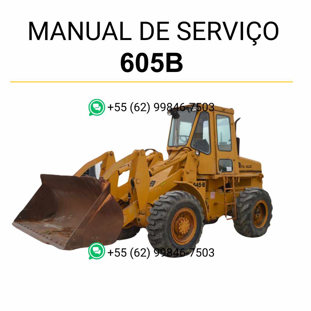Manual de serviço Fiatallis 545B e 605B em PDF para carregadeira de rodas, guia técnico detalhado com instruções completas de manutenção e reparos