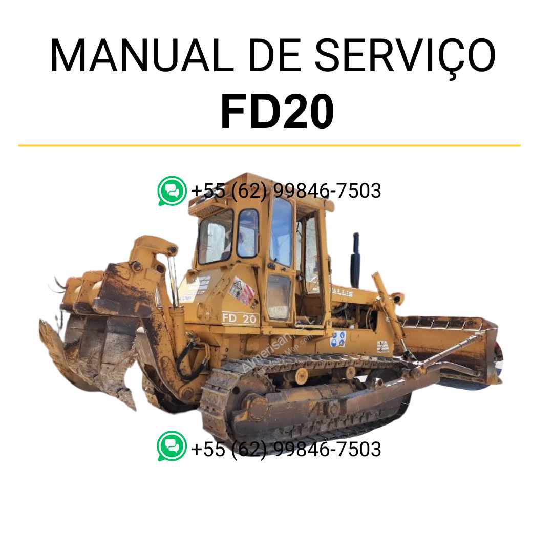 Manual de serviço Fiatallis FD20 em PDF para trator de esteira, guia técnico oficial com instruções detalhadas de manutenção e reparos
