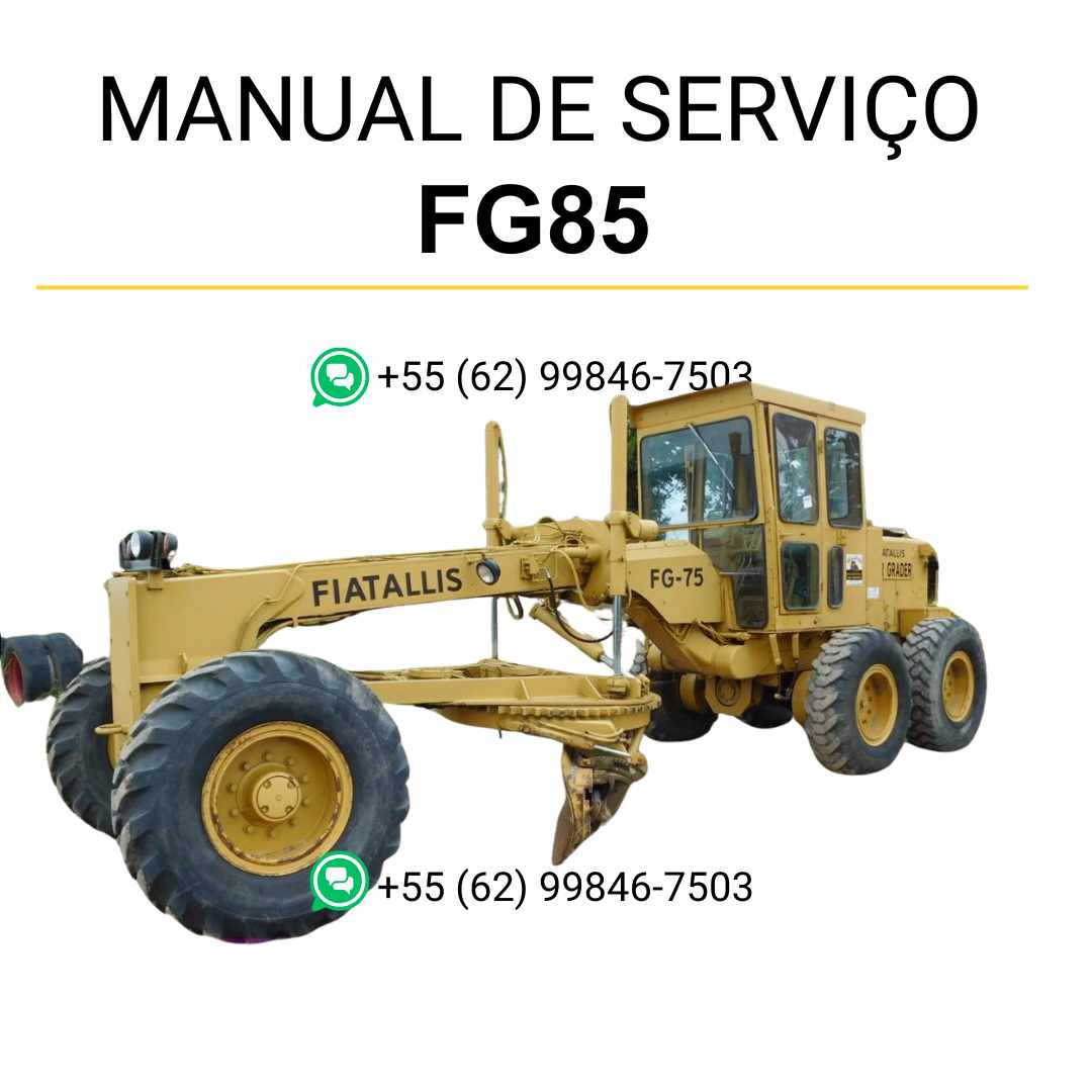 Manual de serviço Fiatallis FG75, FG85 e FG95 para motoniveladoras em PDF com instruções detalhadas de manutenção e reparos técnicos