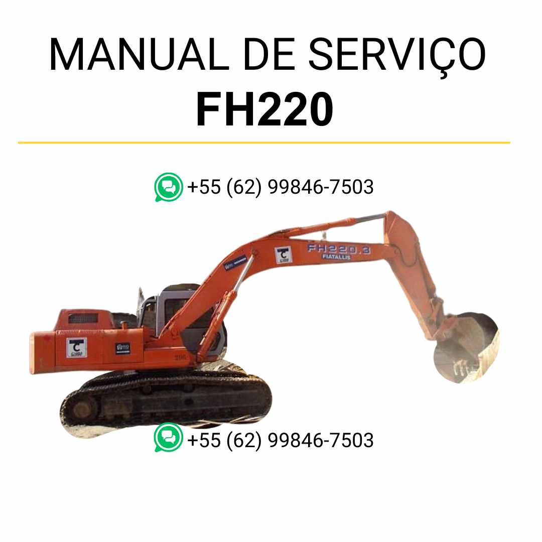 Manual de serviço Fiatallis FH220 para escavadeira em PDF com guia completo de manutenção, reparos técnicos e instruções detalhadas