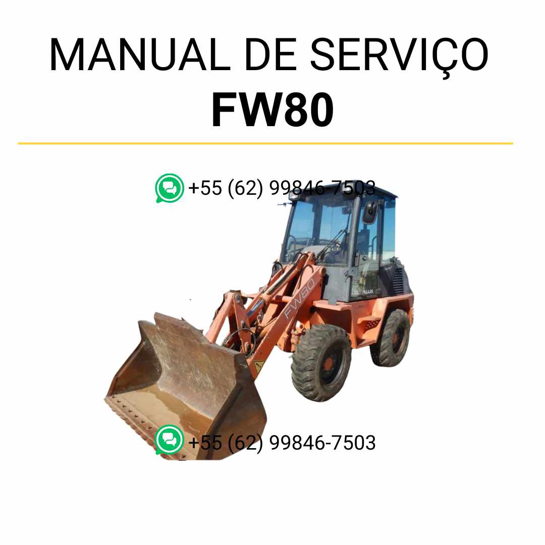 Manual de serviço Fiatallis FW60 e FW80 para carregadeiras em PDF com guia completo de manutenção e instruções técnicas