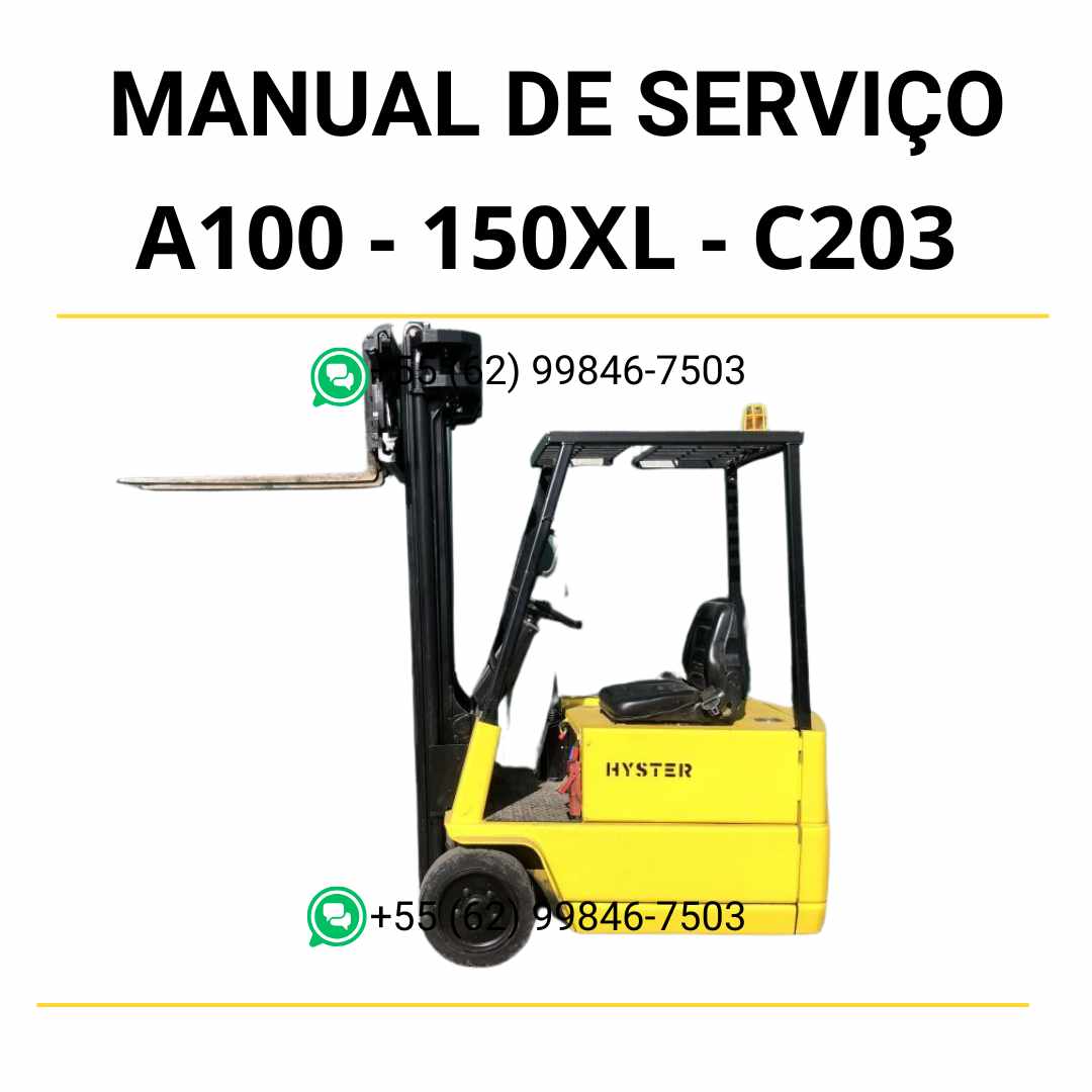 Manual de serviço Hyster A1.00-1.50XL em PDF — guia técnico completo com instruções detalhadas de manutenção, ajustes e reparos da empilhadeira.