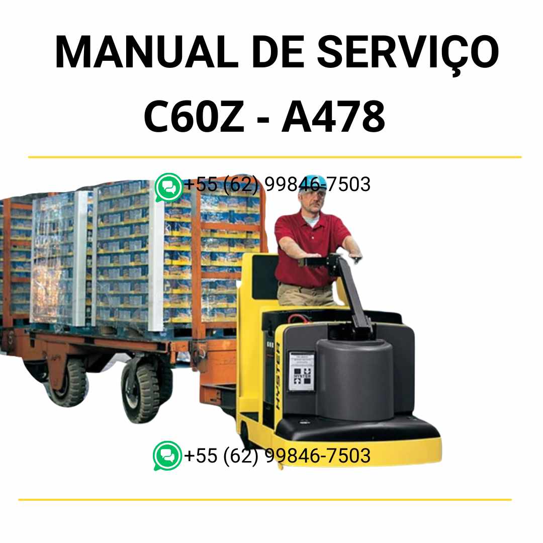 Manual de serviço Hyster C60Z (A478) em PDF com instruções detalhadas de reparo, esquemas elétricos e manutenção preventiva completa.