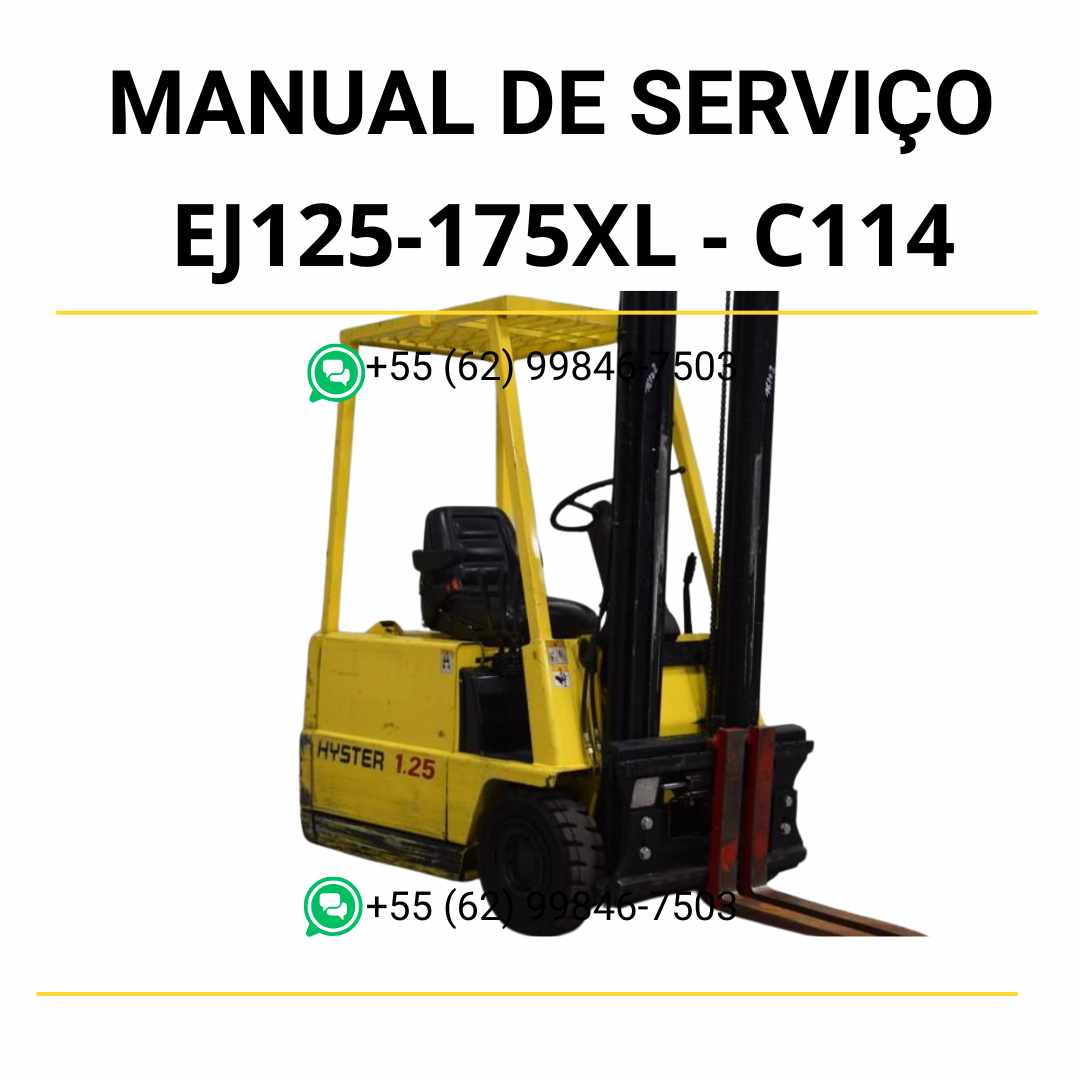 Manual de serviço Hyster E/J1.25-1.75XL em PDF — guia técnico completo com instruções detalhadas de manutenção e diagnóstico da empilhadeira elétrica.
