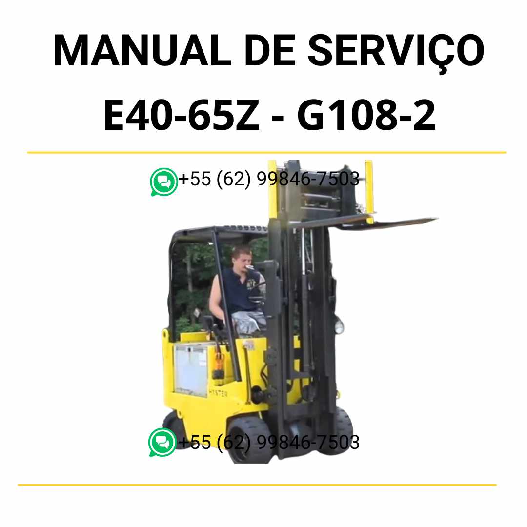 Manual de serviço Hyster E40-65Z em PDF, com ilustrações técnicas detalhadas e orientações completas de manutenção da empilhadeira.