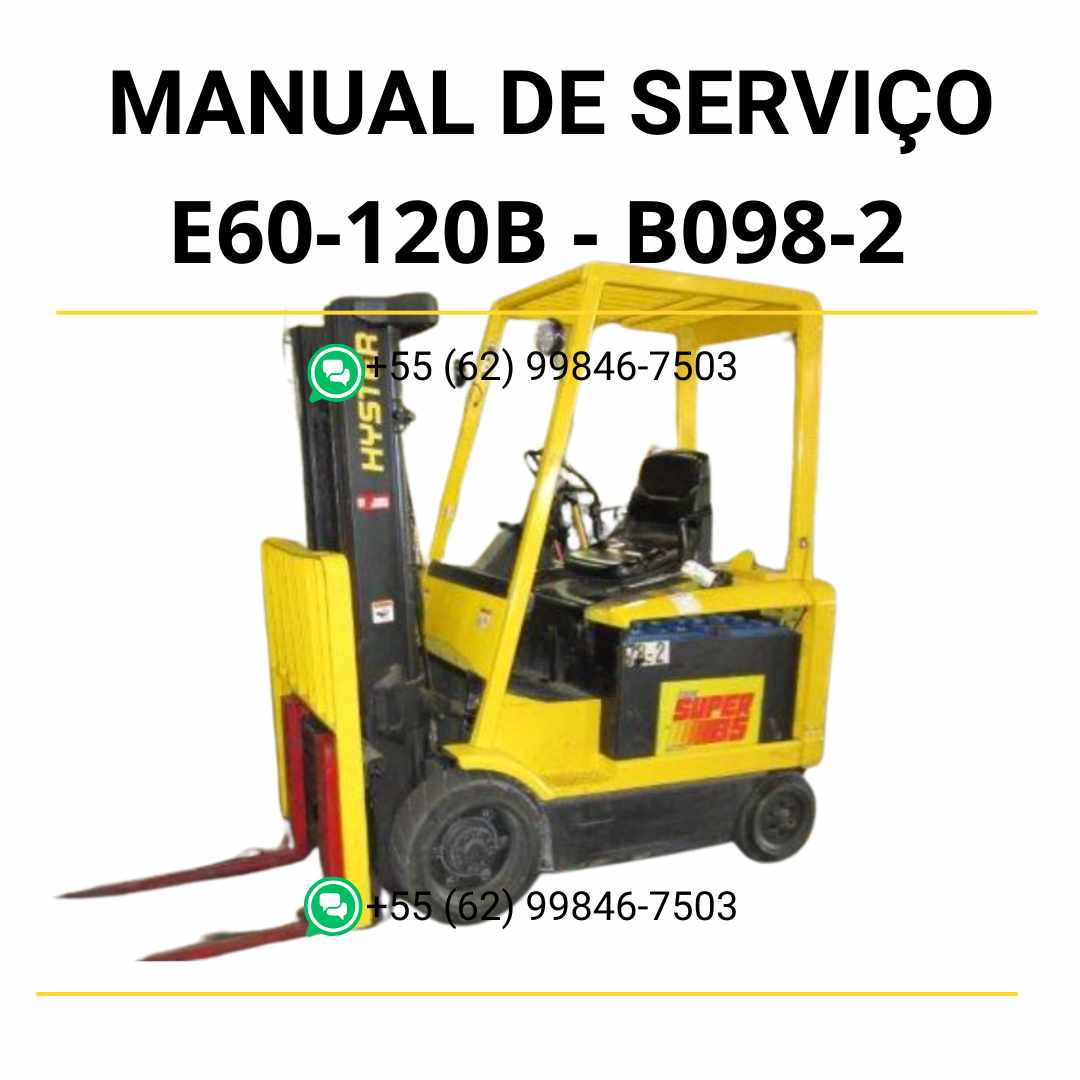 Manual de serviço Hyster E60-120B em PDF — guia técnico ilustrado com procedimentos completos de manutenção elétrica, hidráulica e estrutural da empilhadeira.