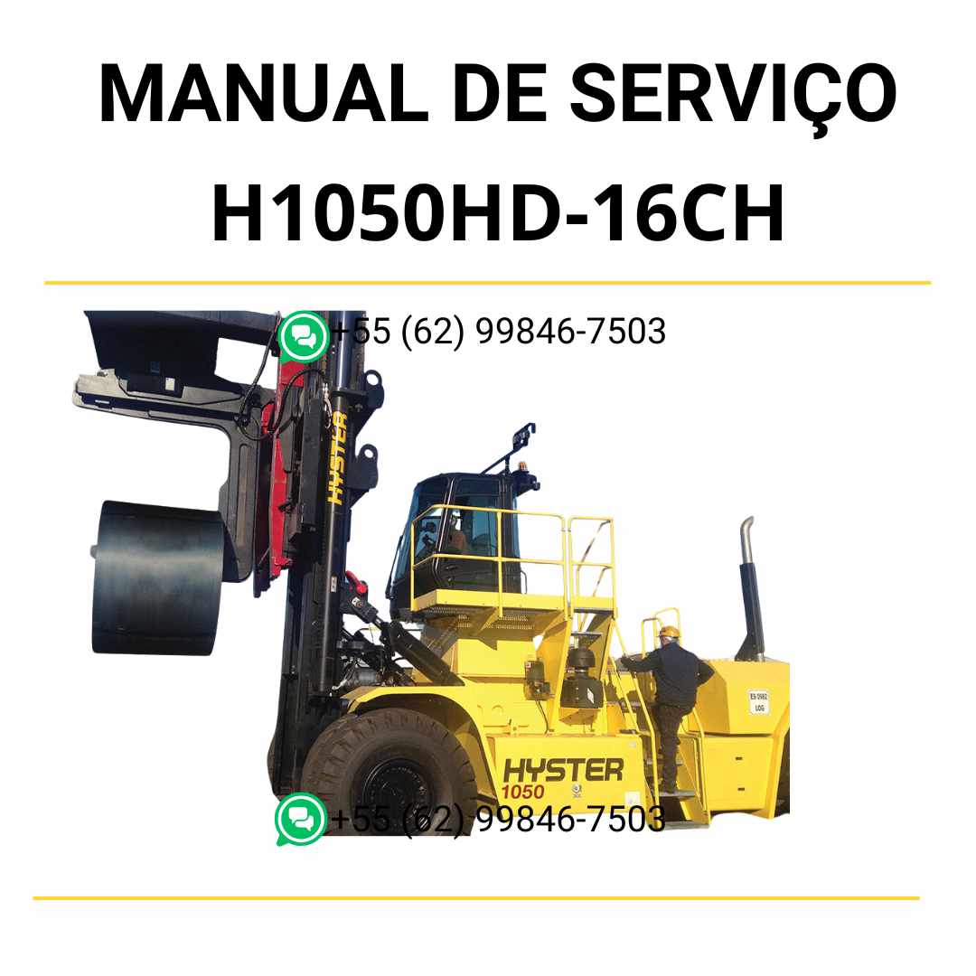 Manual de serviço Hyster H1050HD-16CH e H1150HD-16CH em PDF com instruções detalhadas de manutenção e ilustrações técnicas completas.