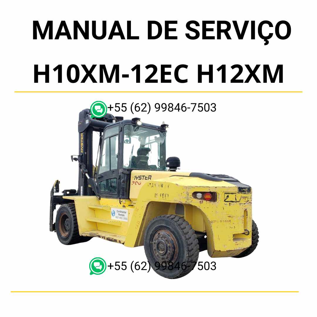 Manual de serviço Hyster H10XM-12EC e H12XM-12EC (J019) em PDF com instruções completas e ilustrações técnicas para empilhadeiras.