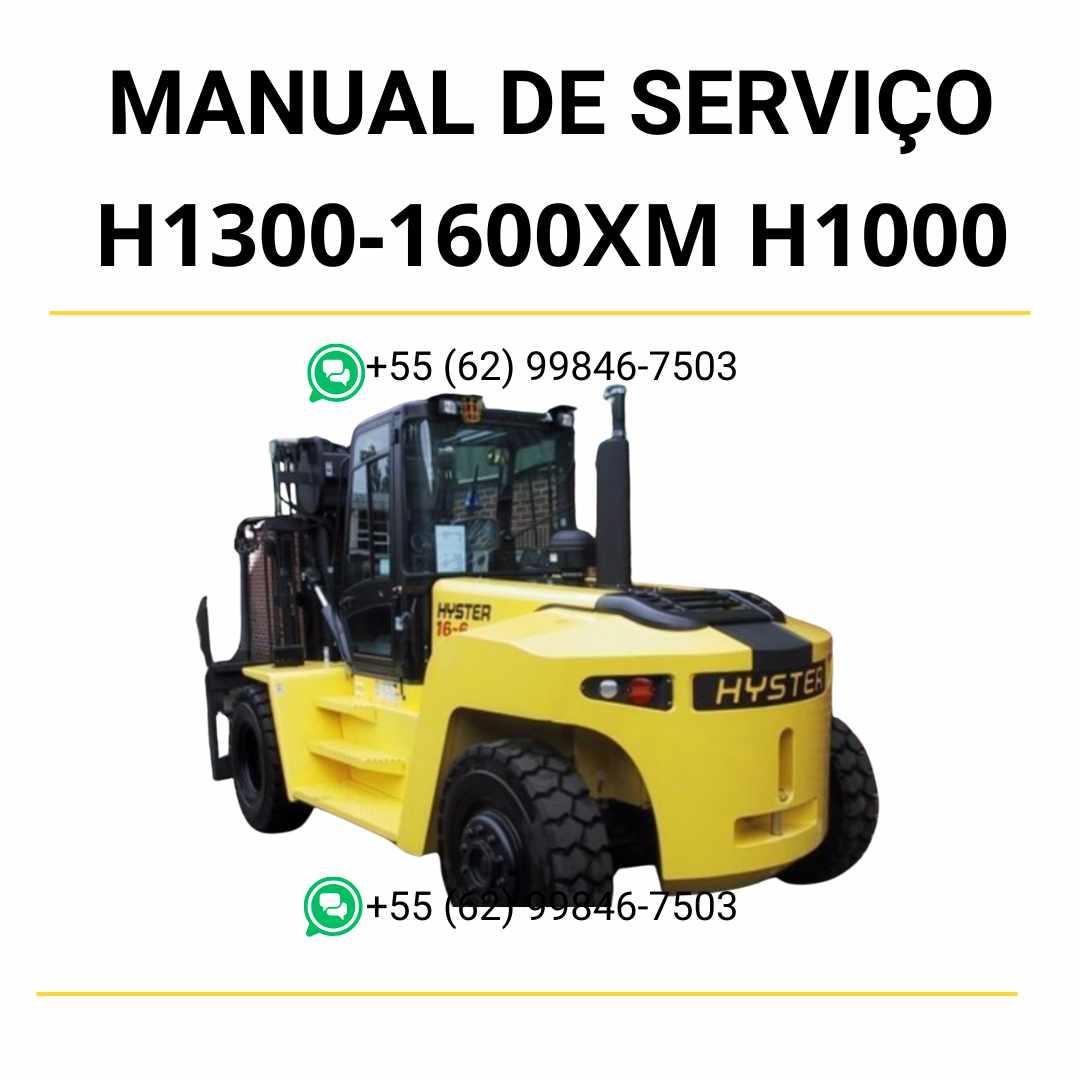 Manual de serviço Hyster H13.00-16.00XM e H10.00-12.00XM em PDF com guia completo de manutenção, diagramas ilustrados e instruções técnicas detalhadas.