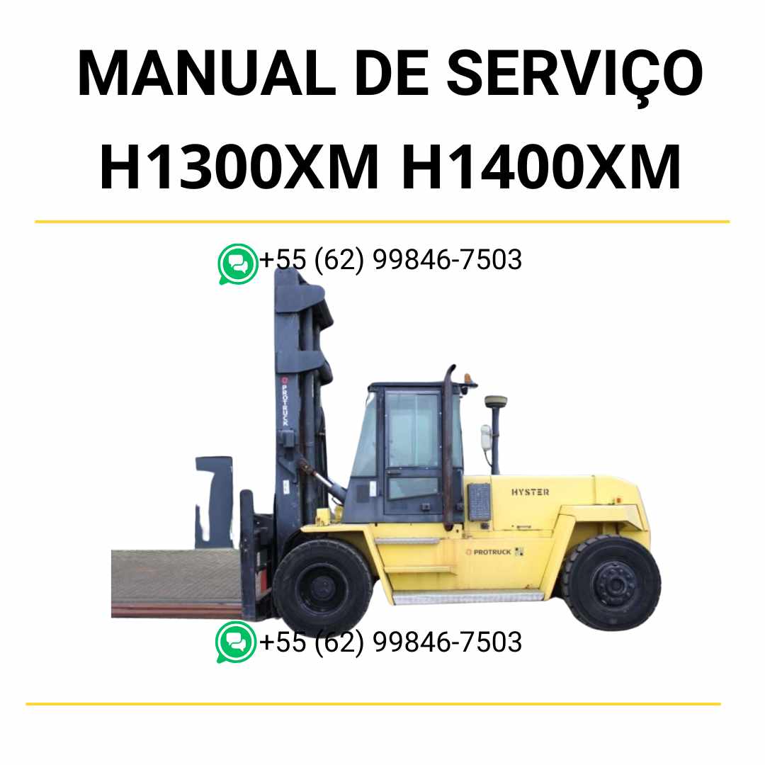 Manual de serviço Hyster H13.00XM, H14.00XM e H16.00XM-6 em PDF com guia completo de manutenção, diagramas detalhados e instruções técnicas ilustradas.