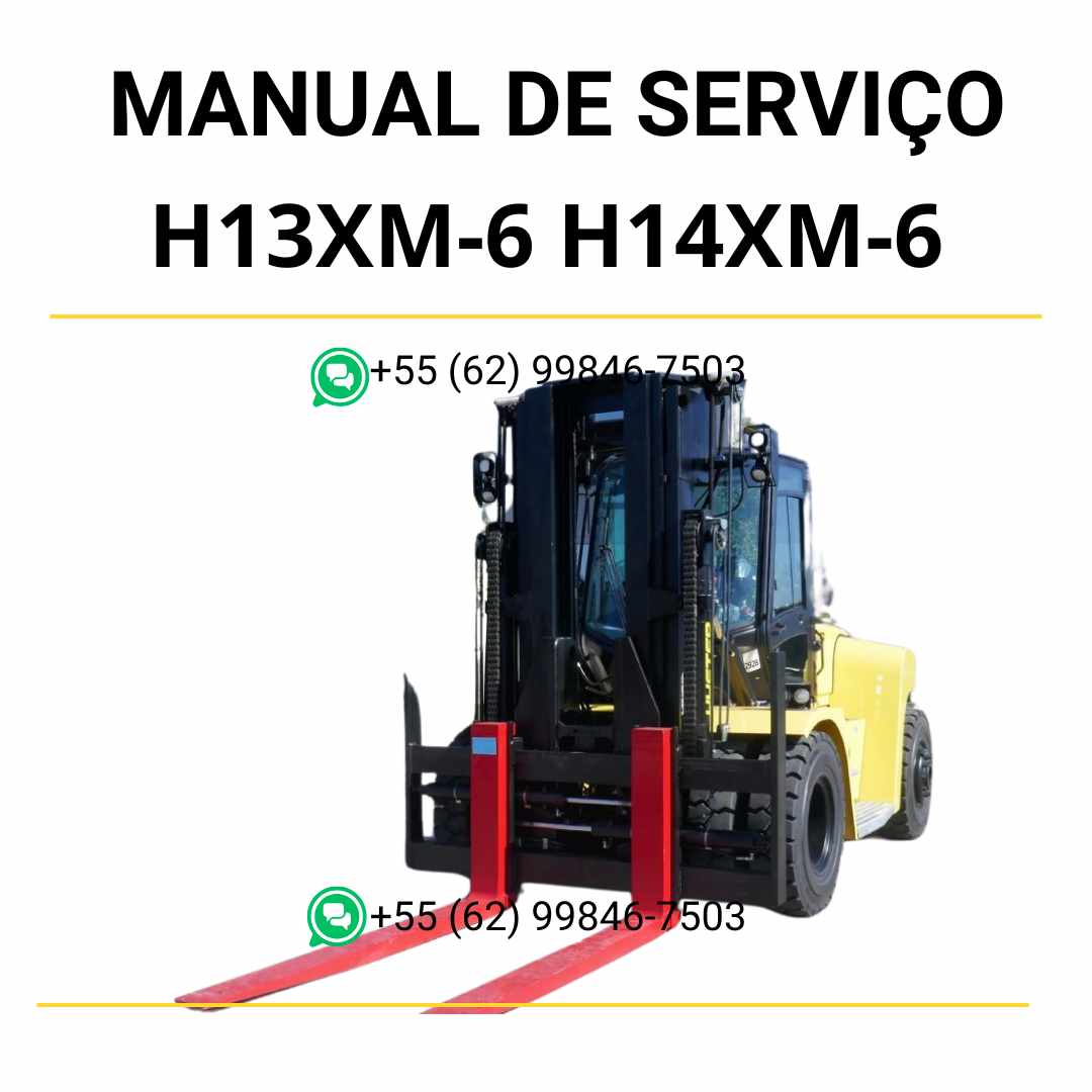 Manual de serviço Hyster H13XM-6, H14XM-6 e H16XM-6 em PDF com guia técnico completo e instruções detalhadas de manutenção da empilhadeira.