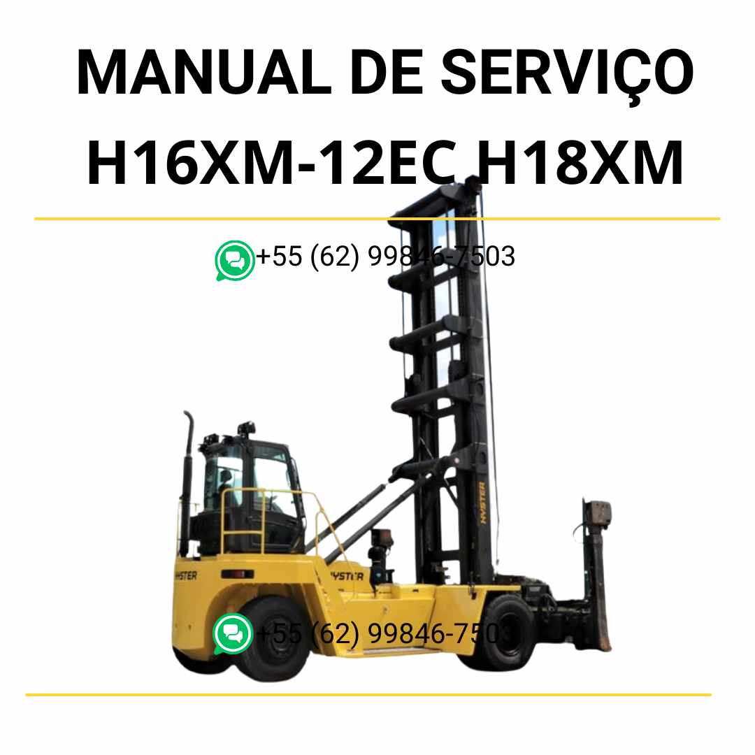 Manual de serviço Hyster H16XM-12EC, H18XM-12EC e H22XM-12EC em PDF — guia técnico detalhado com instruções de manutenção e reparo da empilhadeira.