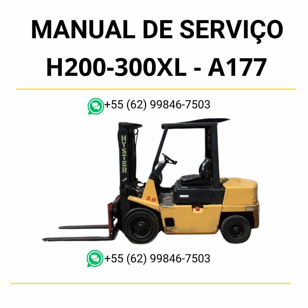 Manual de serviço Hyster H2.00-3.00XL (A177) em PDF — guia completo com ilustrações técnicas e instruções detalhadas de manutenção da empilhadeira.