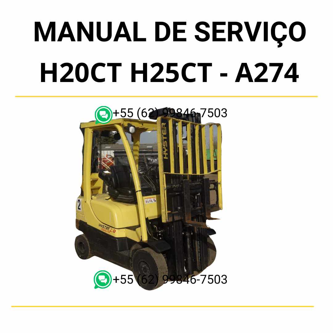 Manual de serviço Hyster H2.0CT e H2.5CT (A274) em PDF — guia completo de manutenção com ilustrações técnicas e procedimentos detalhados da empilhadeira.