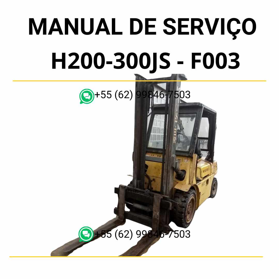Manual de serviço Hyster H2.00-3.00JS (F003) em PDF com instruções detalhadas de manutenção, ilustrações técnicas e guia completo da empilhadeira.