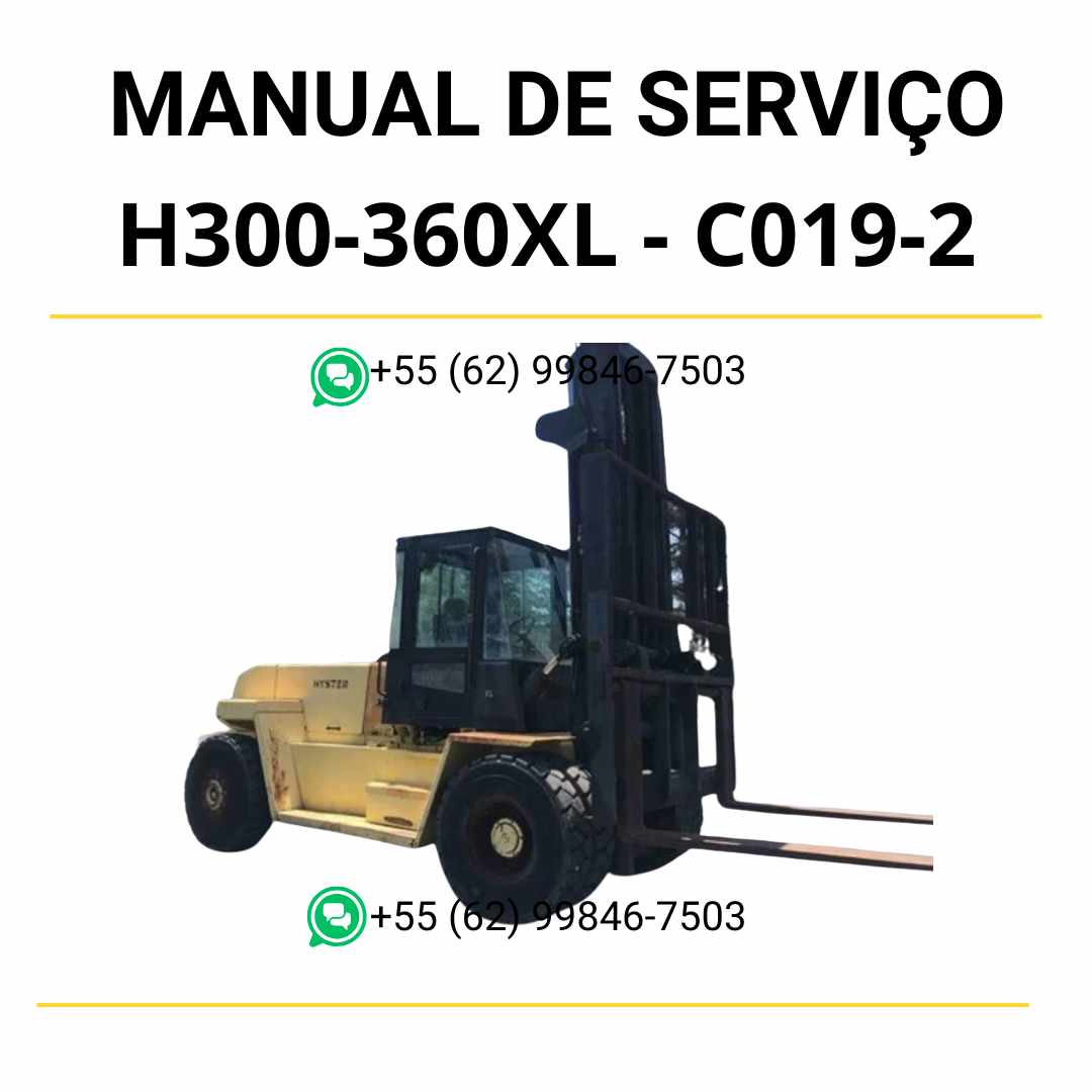 Manual de serviço Hyster H300-360XL (C019-2) em PDF — guia técnico ilustrado com procedimentos completos de manutenção da empilhadeira.