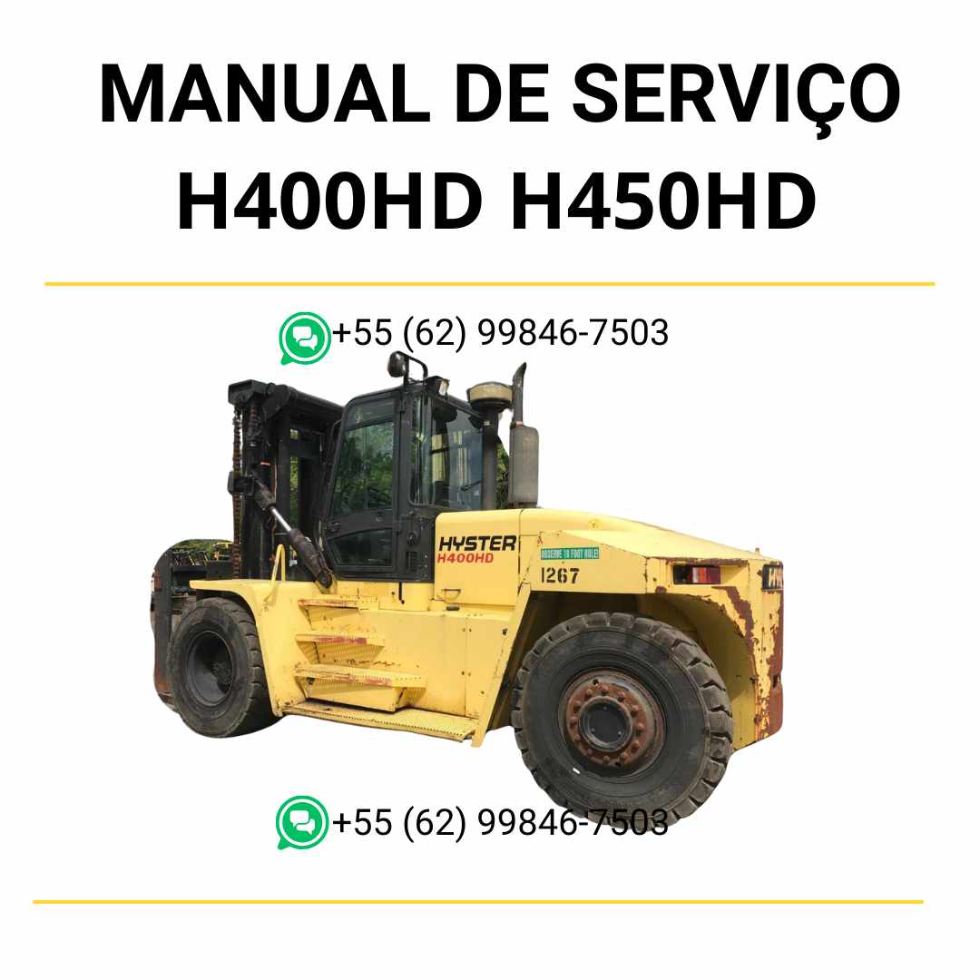 Manual de serviço Hyster H400HD, H450HD, H400HDS e H450HDS (B236-2) em PDF — guia técnico completo com ilustrações e procedimentos de manutenção da empilhadeira.