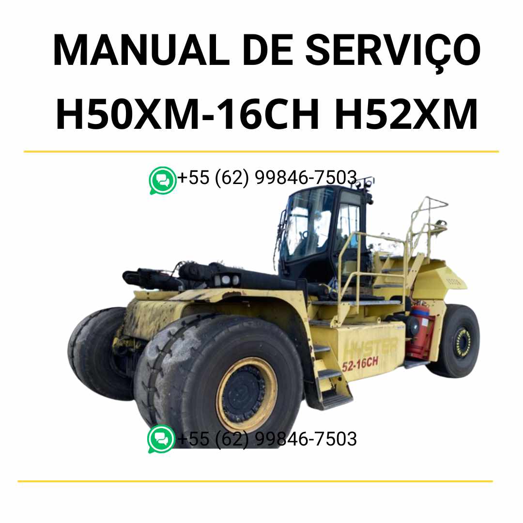 Manual de serviço Hyster H50XM-16CH e H52XM-16CH (G117-2) em PDF com instruções de manutenção, ajustes e diagramas técnicos detalhados das empilhadeiras.