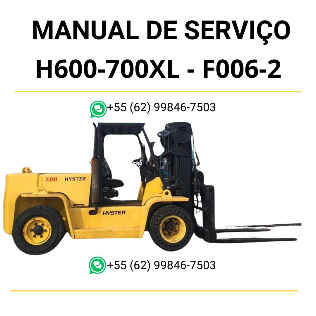 Manual de serviço Hyster H6.00-7.00XL (F006-2) em PDF com instruções detalhadas, diagramas hidráulicos e guia completo de manutenção da empilhadeira.