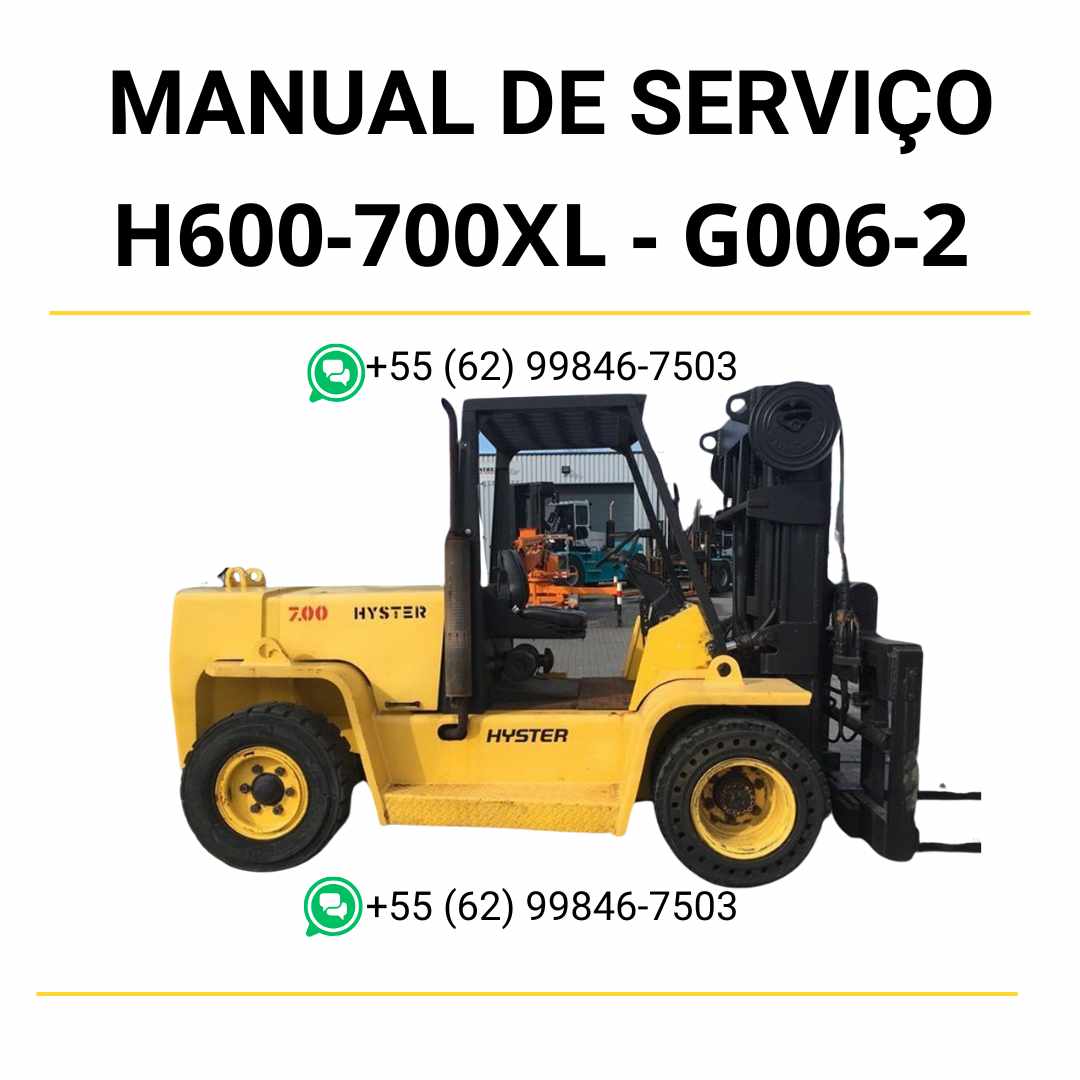 Manual de serviço Hyster H6.00-7.00XL (G006-2) em PDF com instruções detalhadas de manutenção, diagramas hidráulicos e ilustrações técnicas completas.