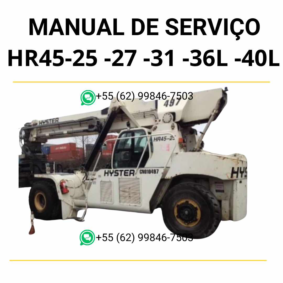 Manual de serviço Hyster HR45-25, HR45-27, HR45-31, HR45-36L e HR45-40LS (B227) em PDF — guia técnico completo com instruções e ilustrações de manutenção da empilhadeira.