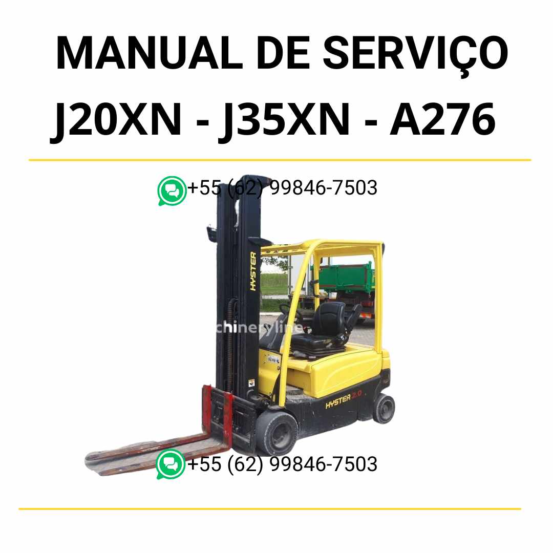 Manual de serviço Hyster J2.0XN e J3.5XN (A276) para empilhadeiras elétricas, em PDF, com esquemas detalhados, diagnósticos e instruções completas de manutenção.