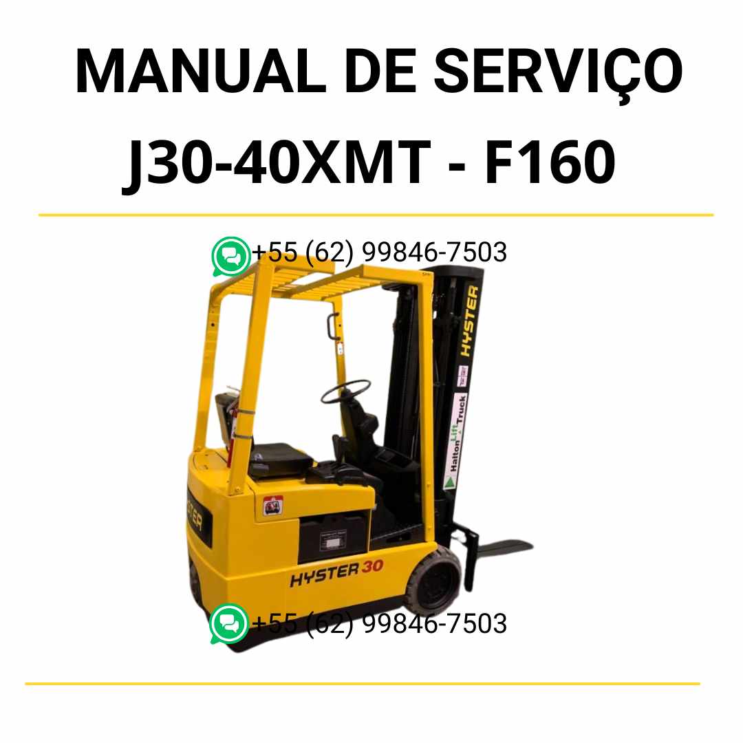 Manual de serviço Hyster J30-40XMT em PDF, com instruções detalhadas, diagramas elétricos e guia técnico completo para empilhadeiras.
