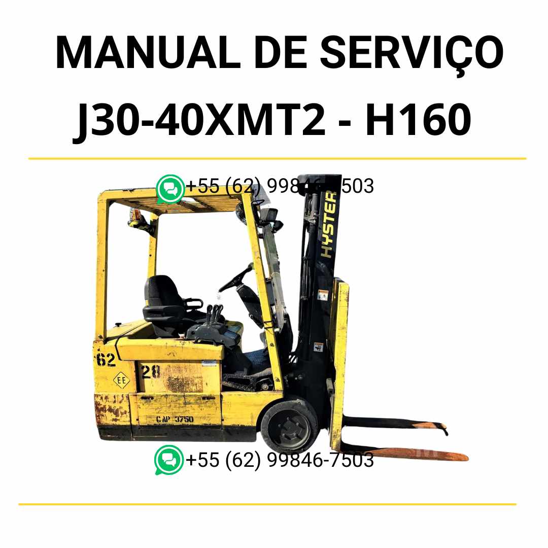 Manual de serviço Hyster J30-40XMT2 em PDF, com guia técnico completo, esquemas elétricos e instruções detalhadas de manutenção.