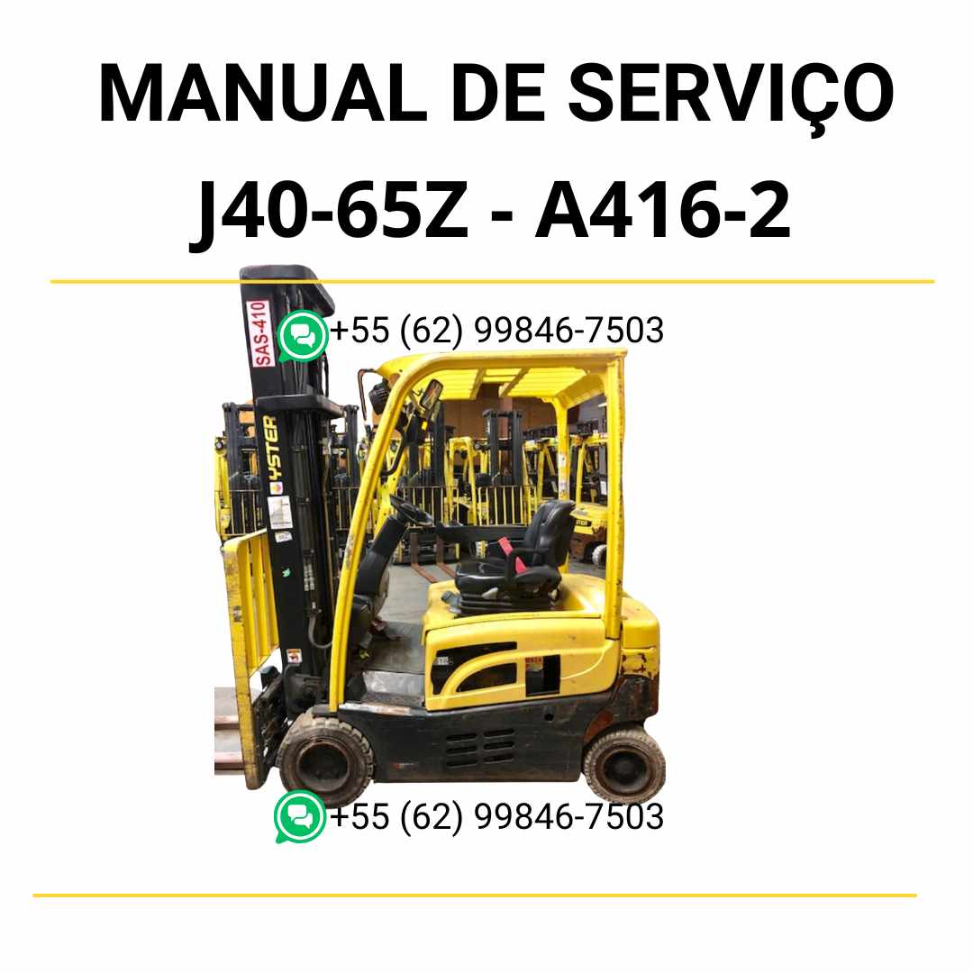 Manual de serviço Hyster J40-65Z (A416-2) para empilhadeiras elétricas, em PDF, com diagramas técnicos, instruções detalhadas de reparo e manutenção completa do sistema hidráulico e elétrico.
