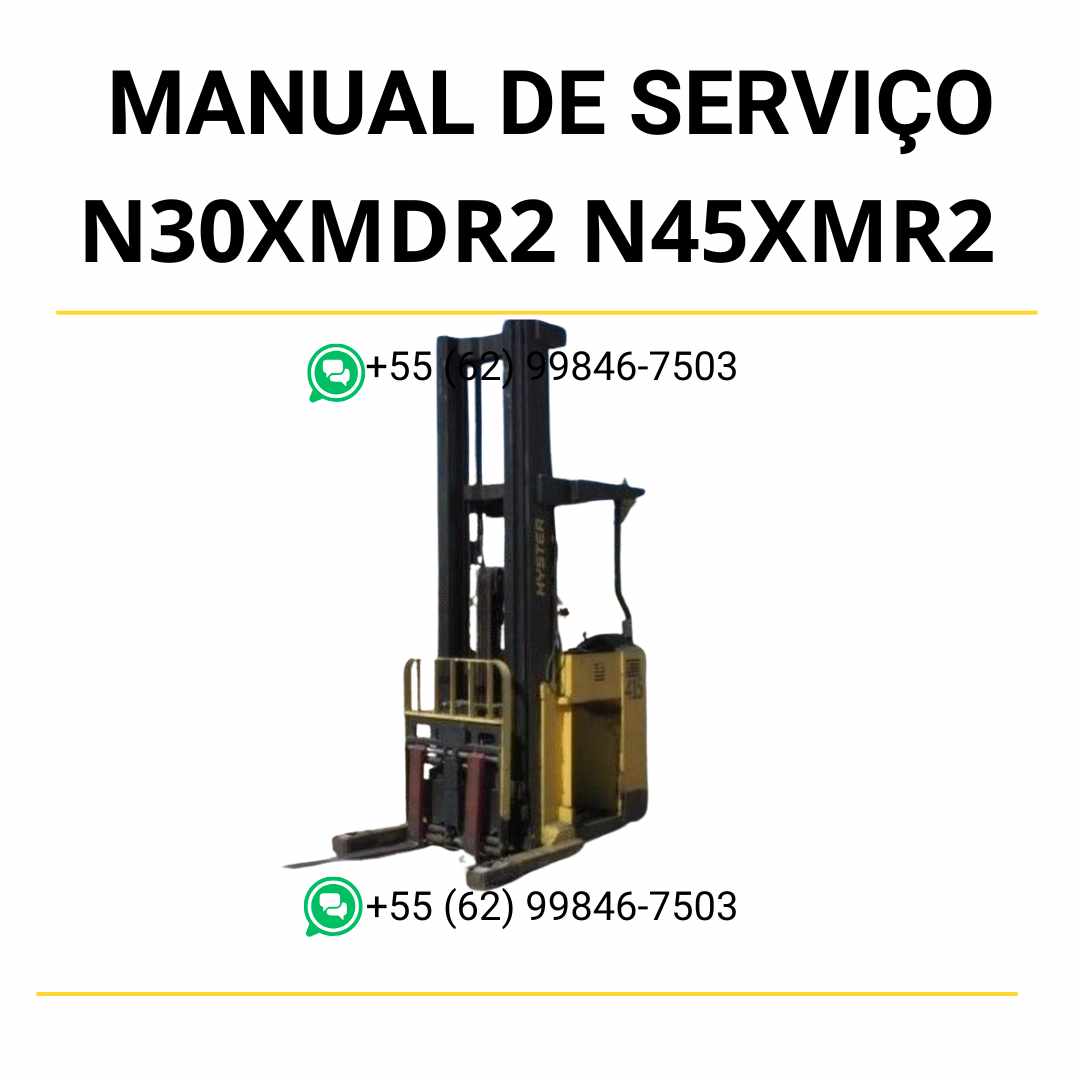 Manual de serviço Hyster N30XMDR2 e N45XMR2 em PDF com guia completo de manutenção e diagramas técnicos para empilhadeiras elétricas.