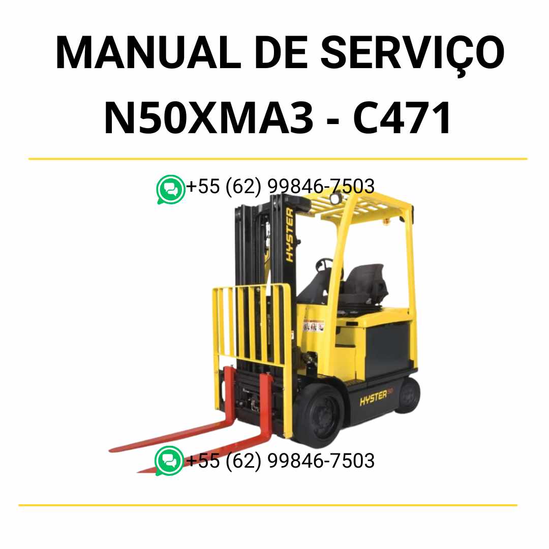 Manual de serviço Hyster N50XMA3 em PDF com diagramas técnicos e instruções detalhadas para manutenção completa de empilhadeiras.