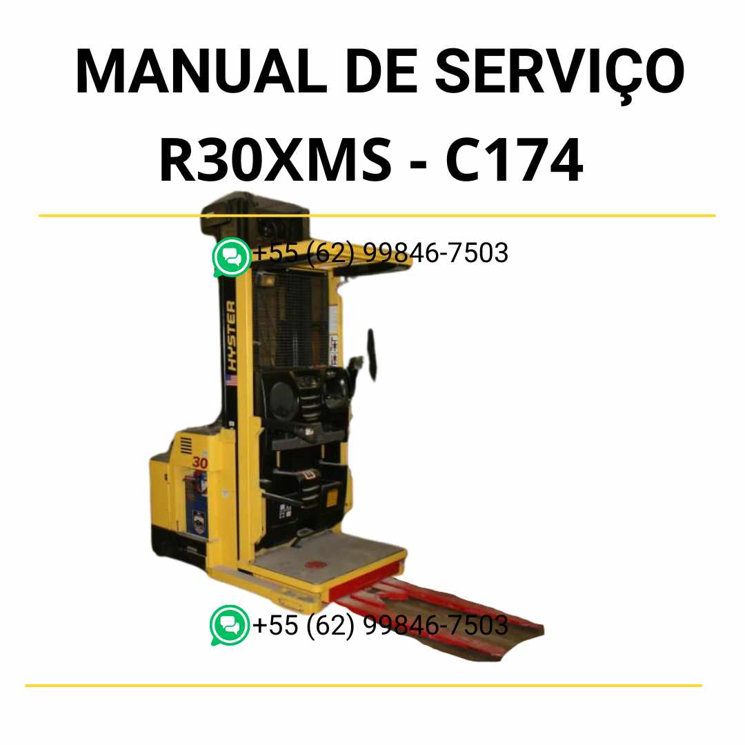 Manual de serviço Hyster R30XMS em PDF com diagramas técnicos detalhados e instruções completas para manutenção de empilhadeiras.