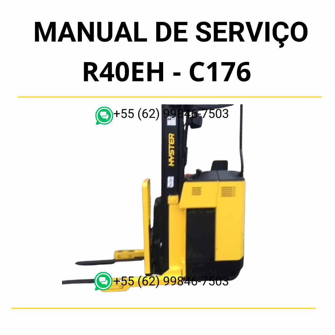Manual de serviço Hyster R40EH em PDF com ilustrações técnicas detalhadas e orientações completas para manutenção de empilhadeiras.