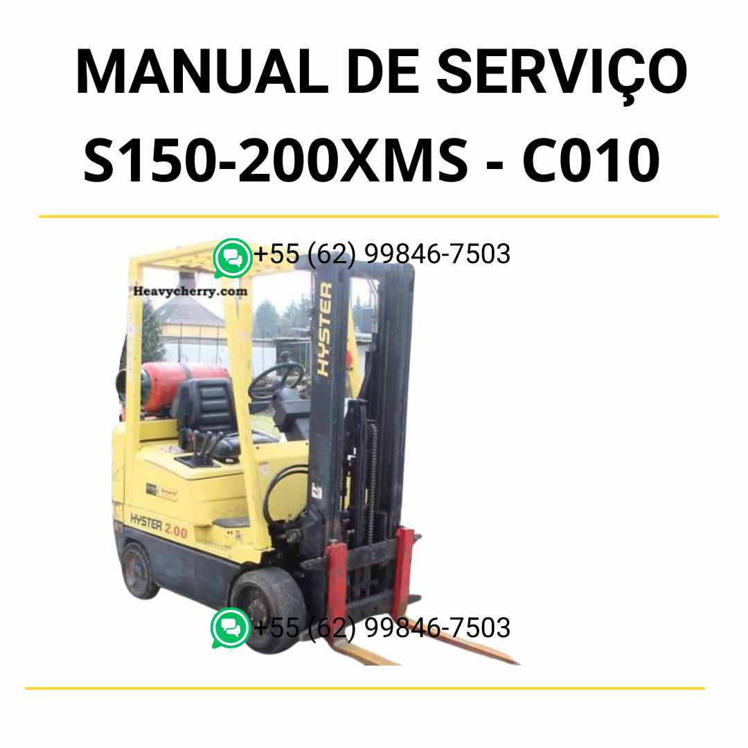 Manual de serviço Hyster S1.50-2.00XMS (C010) em PDF com instruções detalhadas de manutenção e ilustrações técnicas.