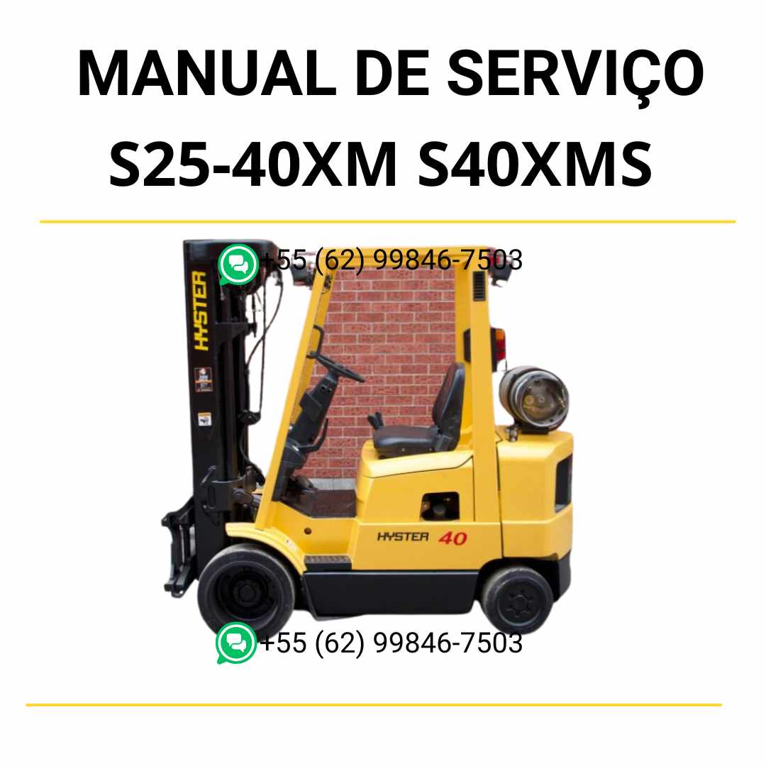 Manual de serviço Hyster S25-40XM e S40XMS (C010) em PDF — guia técnico completo com ilustrações e procedimentos detalhados de manutenção da empilhadeira.