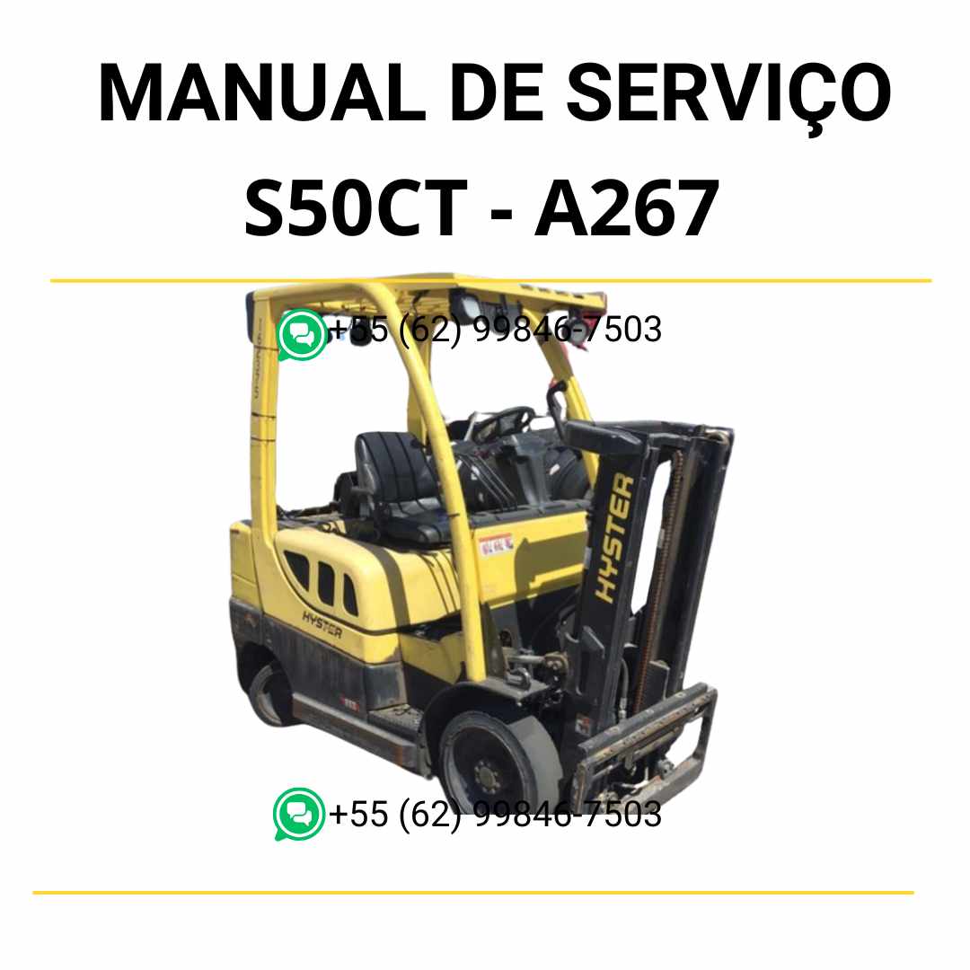 Manual de serviço Hyster S50CT (A267) em PDF com guia técnico detalhado, instruções de reparo e diagramas completos de manutenção.