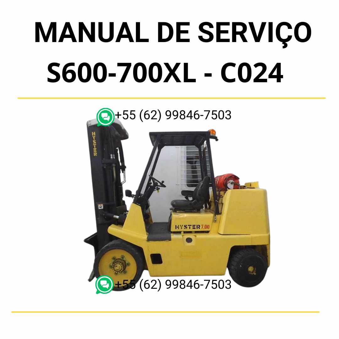 Manual de serviço Hyster S6.00-7.00XL (C024) em PDF — guia técnico completo com ilustrações e procedimentos detalhados de manutenção da empilhadeira.