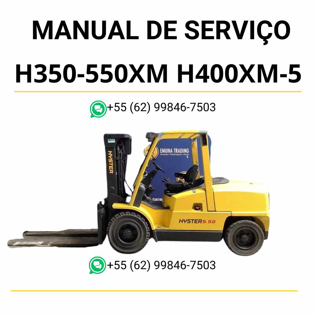 Manual de serviço Hyster H4.00XMS-6 (K005) em PDF com orientações detalhadas de manutenção e ilustrações técnicas completas.