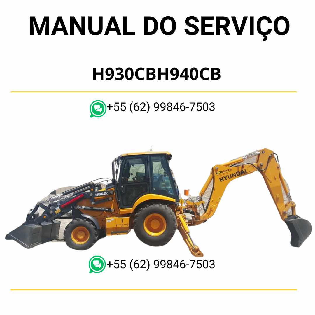 Manual de serviço Hyundai H930CB/H940CB retroescavadora em PDF, inclui procedimentos técnicos e guia detalhado de manutenção