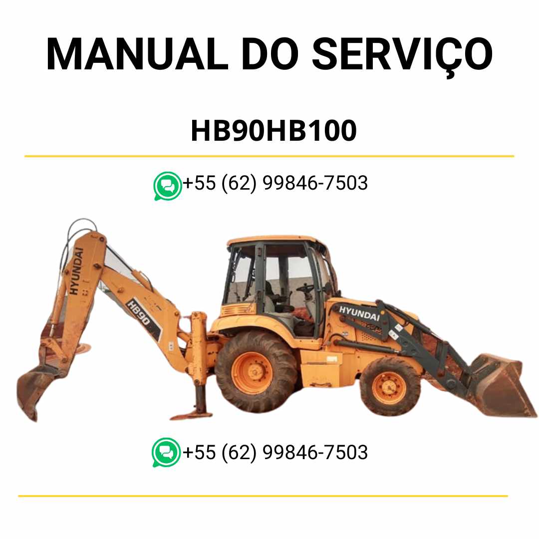 Manual de serviço Hyundai HB90/HB100 retroescavadeira em PDF com instruções completas, ilustrações técnicas e guia de manutenção detalhado