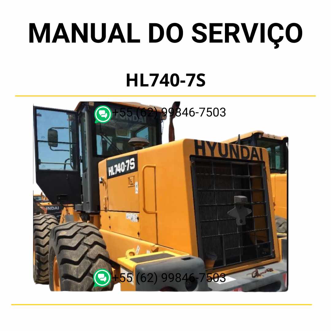 Manual de serviço Hyundai HL740-7S pá carregadeira em PDF, guia detalhado de manutenção com instruções técnicas e ilustrações completas