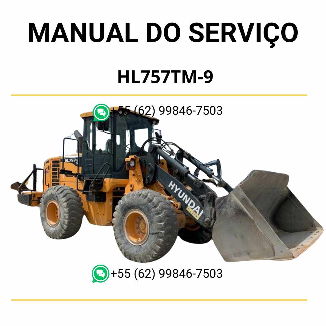 Manual de serviço Hyundai HL757(TM)-9 pá-carregadora em PDF, guia completo de manutenção com instruções técnicas e ilustrações detalhadas